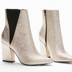 Metallic Gold/Silver Heeled Ankle Boots – Size 8, Worn Once